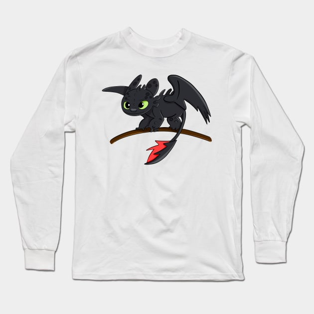 Cute Toothless baby dragon from cartoon How to train your dragon Long Sleeve T-Shirt by PrimeStore